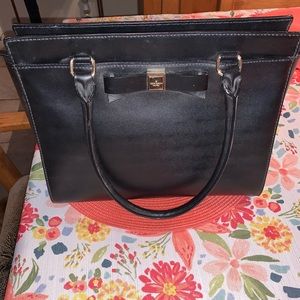 Kate Spade Black Leather Satchel with Bow